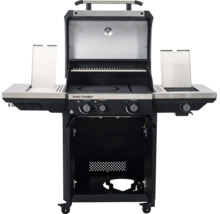 Gasgrill Spectra mit offenem Deckel, Grillrosten, Seitenbrenner und geöffnetem Unterschrank.