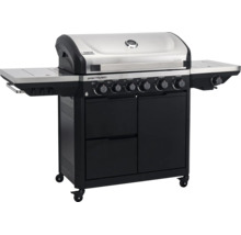 Tenneker Spectra Gasgrill mit Deckelthermometer, Seitenablagen und Unterschrank auf Rollen.