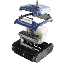 Explosionszeichnung eines Poolroboters mit Darstellung der Gehäuseteile und inneren Komponenten.