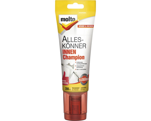 Molto Alles-Könner Innen Champion Leichtspachtelmasse, 200 Milliliter Tube, AkzoNobel Logo, Molto Logo, für Wände und Decken im Innenbereich.