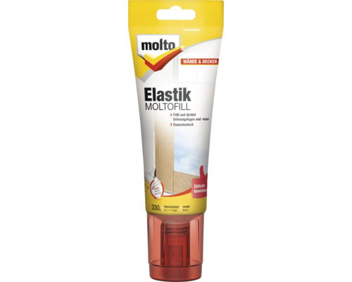 Molto Elastik Moltofill Spachtelmasse für Wände und Decken im Innenbereich, weiss, 330 Gramm, AkzoNobel Logo.