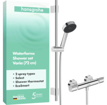 Hansgrohe Brauseset Waterforms Varia, Brausestange 72 Zentimeter, Handbrause, Thermostat, Hansgrohe Logo, fünf Jahre Garantie, deutsche Marke.