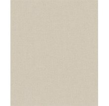 Beige Vliestapete mit feiner Leinenstruktur.