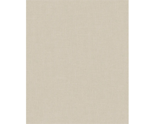 Beige Vliestapete mit feiner Leinenstruktur.