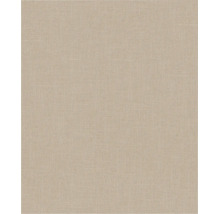 Beige Vliestapete mit feiner Textiloptik und Leinenstruktur.
