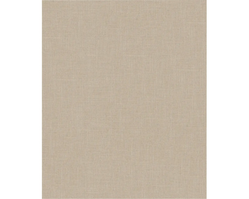 Beige Vliestapete mit feiner Textiloptik und Leinenstruktur.