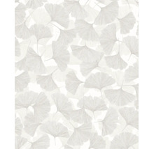 Vliestapete mit Ginkgoblatt-Muster, fein gezeichnete Blattstrukturen, überlappendes Design.