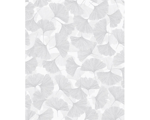 Tapete mit Ginkgo-Blattmuster in feiner Linienoptik.