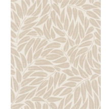 Tapete mit Blattmuster und strukturierter Oberfläche in Beige.