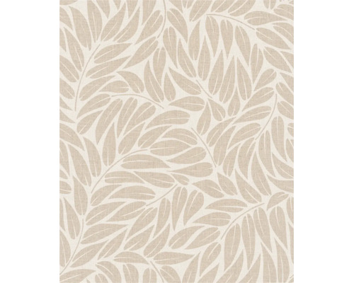 Tapete mit Blattmuster und strukturierter Oberfläche in Beige.