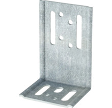 Winkelverbinder aus verzinktem Stahl mit Langlöchern und Rundlöchern.