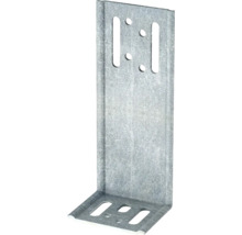 Winkelverbinder aus verzinktem Stahl mit Langlöchern und Rundlöchern für stabile Konstruktionen.