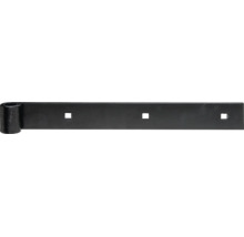 Schwarzes Ladenband aus Metall mit zylindrischer Rolle und drei quadratischen Löchern für Tore oder Türen.