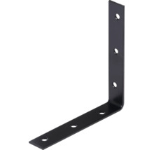 Schwarzer Winkelverbinder aus Metall mit sechs Löchern.