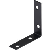 Schwarzer Stuhlwinkel aus Metall mit vier vorgebohrten Löchern für Schrauben.