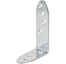 Winkelverbinder aus verzinktem Stahl mit abgerundeten Enden und acht vorgebohrten Löchern.