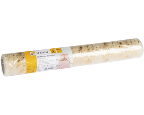 Eine Rolle HEKU Weihnachtsdeko Stoff Organza mit Sternenmuster, 5 Meter lang und 37 Zentimeter breit, ideal zum Dekorieren.