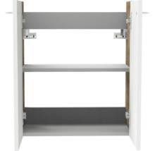 Küchen-Oberschrank-Korpus mit einem Fachboden und Wandhalterungen.