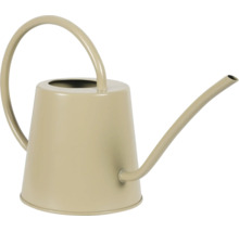 Zimmergießkanne aus Metall mit langem Ausguss und großem bogenförmigem Griff.