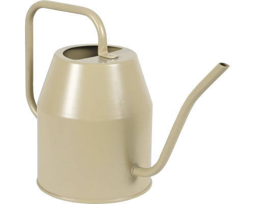 Zimmergießkanne aus Metall in Beige mit langem, schmalem Ausguss.