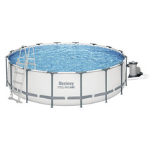 Bestway Steel Pro MAX Frame Pool Set mit Filterpumpe und Leiter, rund.