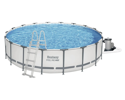Bestway Steel Pro Max runder Aufstellpool mit Stahlrahmen inklusive Leiter und Filterpumpe.