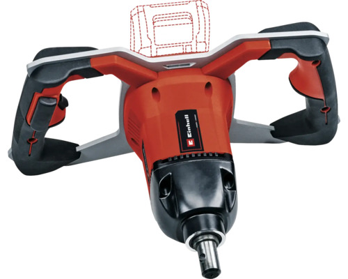 Einhell Akkumulator-Farb-Mörtelrührer mit ergonomischen Handgriffen und Aufnahme für Rührstäbe.