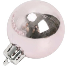 Glänzende rosa Weihnachtskugel mit silberner Kappe.