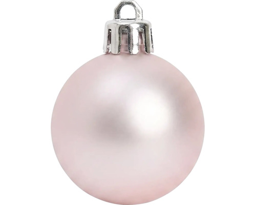 Rosa Weihnachtskugel mit matter Oberfläche und silberfarbener Aufhängung.