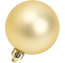 Goldfarbene matte Weihnachtskugel mit Aufhänger.