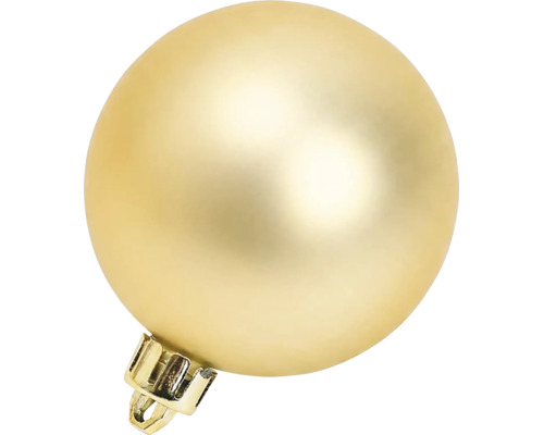 Goldfarbene matte Weihnachtskugel mit Aufhänger.