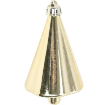 Christbaumschmuck in Kegelform aus Glas mit glänzender goldener Oberfläche.