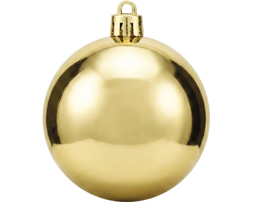 Glänzende goldene Weihnachtskugel mit Aufhänger.