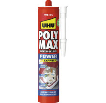 UHU Poly Max Power Express Montagekleber in einer Kartusche mit separater Dosierdüse zum Kleben, Montieren und Dichten für alle Materialien.