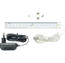 LED Pflanzenlampe Leiste mit Netzteil, Verbindungskabel und Montagematerial.