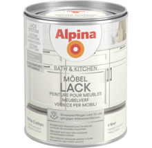 Alpina Möbellack Bath und Kitchen, White Cotton, seidenmatt, strapazierfähiger Lack für Möbeloberflächen.