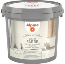 Alpina Wandfarbe Bath und Kitchen im Farbton Chalk Cliffs, matt, geeignet für Räume mit hoher Luftfeuchtigkeit.