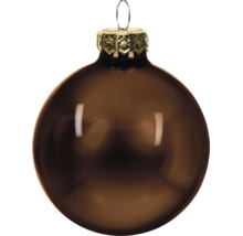 Glänzende braune Christbaumkugel mit Aufhänger.