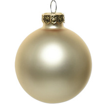 Matte Weihnachtskugel mit verzierter Kappe und Aufhängeöse.
