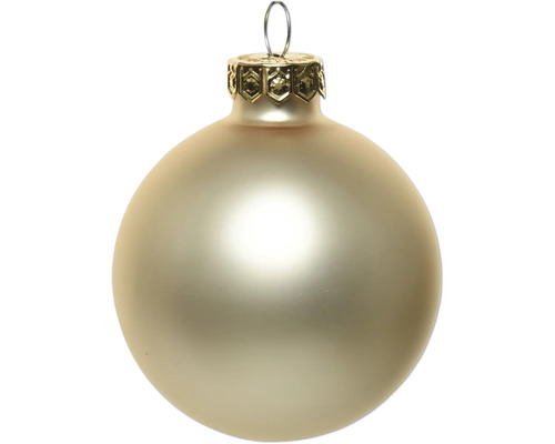 Matte Weihnachtskugel mit verzierter Kappe und Aufhängeöse.