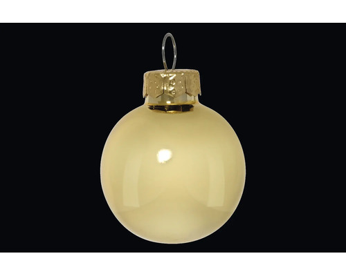Glänzende goldene Christbaumkugel aus Glas für die Weihnachtsdekoration.