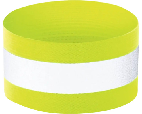 Gelbes Reflexband mit weißem Reflektorstreifen für verbesserte Sichtbarkeit.