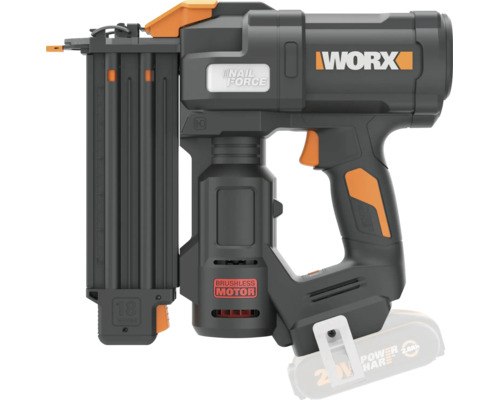 WORX Akku-Nagler 20 Volt mit bürstenlosem Motor und Nail Force Technologie für 18-Gauge-Nägel.