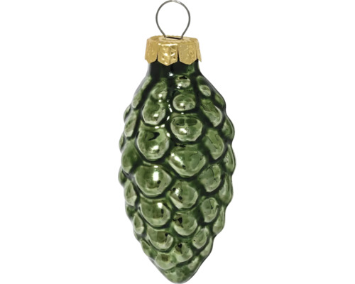 Christbaumschmuck in Zapfenform aus Glas mit Metallaufhängung