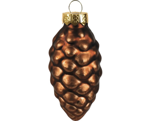 Weihnachtsbaumschmuck aus Glas in Zapfenform mit glänzender Oberfläche und Aufhängeöse.