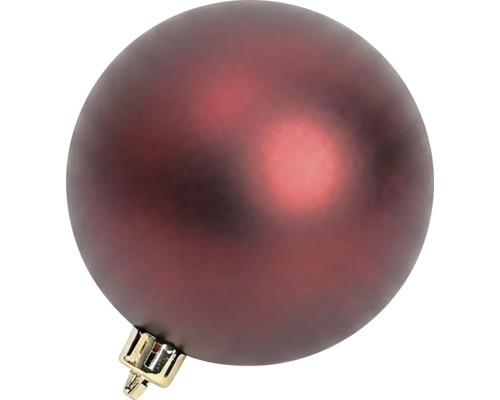 Dunkelrote matte Christbaumkugel mit goldfarbener Aufhängeöse.