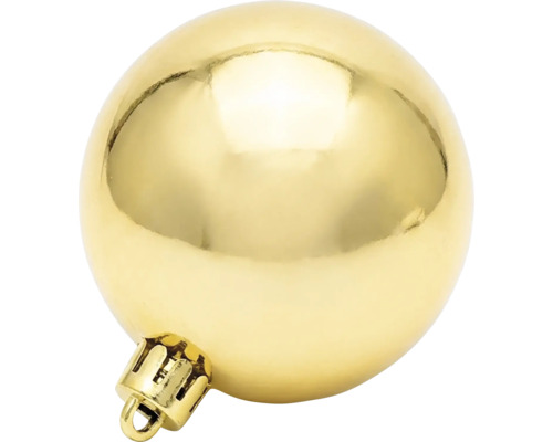 Glänzende goldfarbene Weihnachtskugel mit Aufhänger.