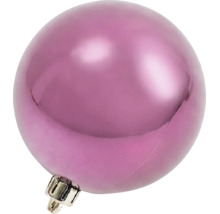 Glänzende rosa Weihnachtskugel mit silberner Kappe.
