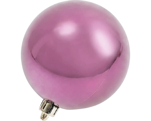 Glänzende rosa Weihnachtskugel mit silberner Kappe.