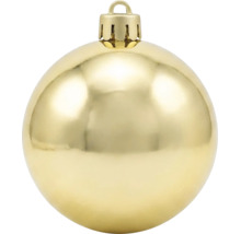 Goldene glänzende Weihnachtskugel mit Aufhängeöse.
